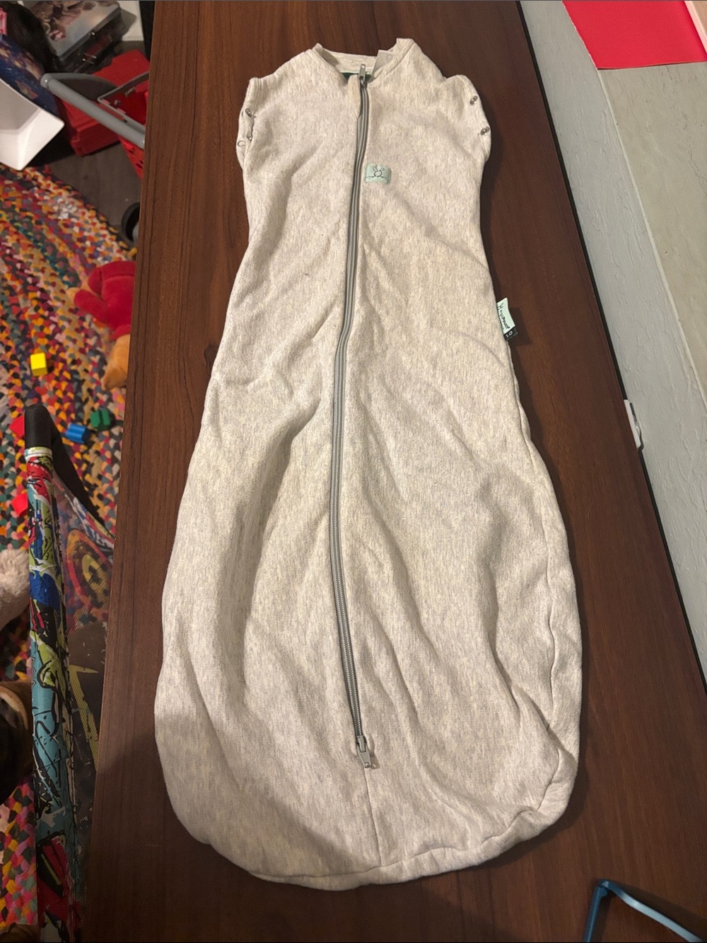 Neutral Gray Kids Sleep Sack Pajamas with Front Zipper, 6-12 month; 1.0